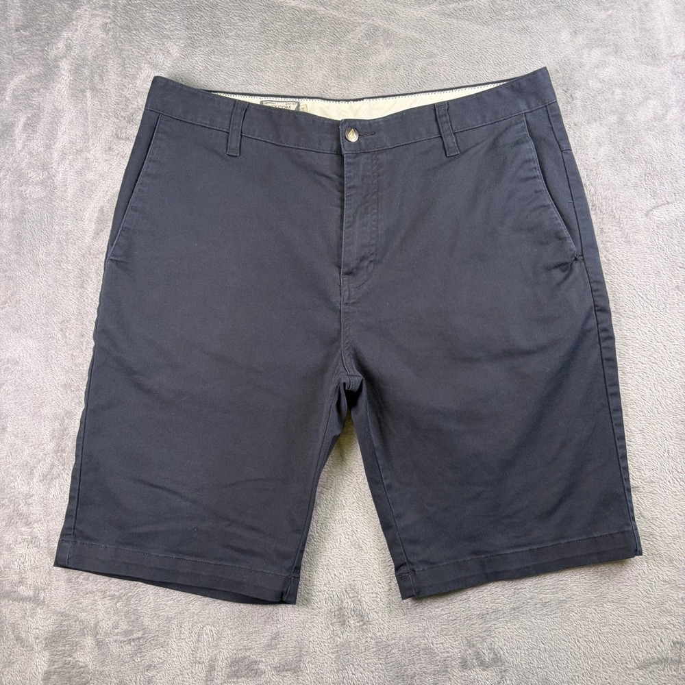 Volcom Corpo Class Chino Shorts Mens 34 Navy Modern Stretch Skater Surf Summer